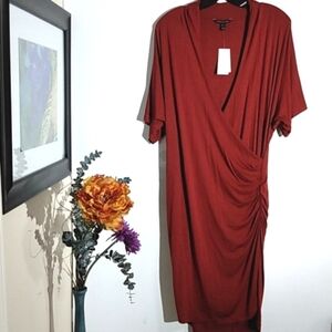 BANANA REPUBLIC NWT DRAPED V-NECK MIDI DRESS SIZE LARGE PETITE